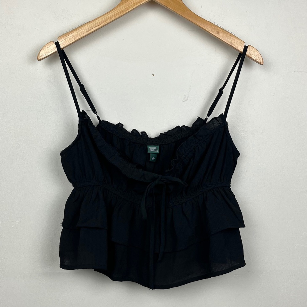 Wild Fable Ruffle Tiered Cami Top M Black Coquette Balletcore F16804866